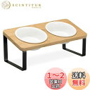 HeGeed 猫 食器 ネコボウル ねこエサ入れ 猫用ボウル アイアンフレーム付き 15度の角度傾斜 頚椎を保護 水入れ 猫ボウル ペット用竹製スタンド付き食器...