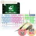 LexonTech ゲーミングキーボード 日本語配列 USBメンブレン式 有線 防水多機能マルチメディアキー 2400DPI調整でき 6つのボタン + マウスパッド (ホワイト)