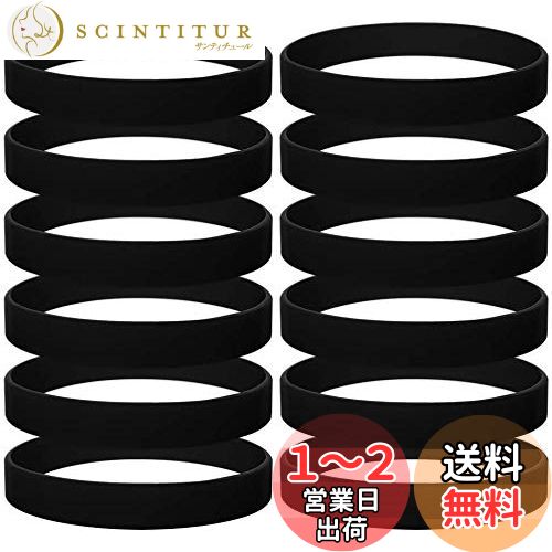 Popluxy シリコンリストバンド シリコンブレスレット スポーツやチーム分けに適して 無地 12個セット