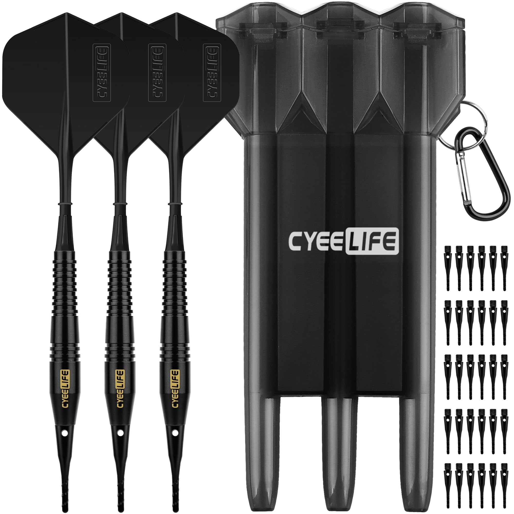 CyeeLife 16g ƼΥեȥåץĥ Soft tip Darts(Black)