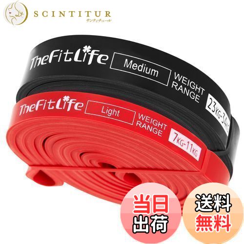 TheFitLife トレーニングチューブ 筋トレチューブ 懸垂チューブ (赤/黒)