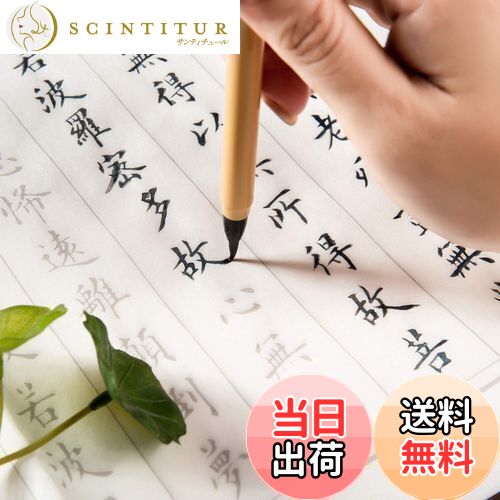 【送料無料】般若心経 写経用紙セット(20枚入り写経紙+筆ペン) 願文スペース付き なぞり書き 手本付き 大きいサイズ67cm×35cm 行幅ー?5cm