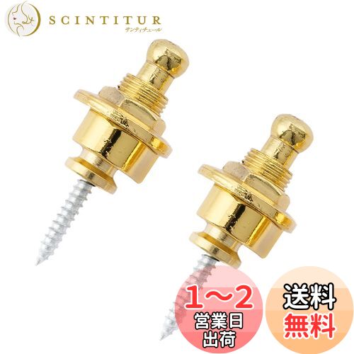 Musiclily ギター ストラップロック ピン Security Strap Locks エレキギター/アコースティックギター/ベース用、ゴールド(2個入)