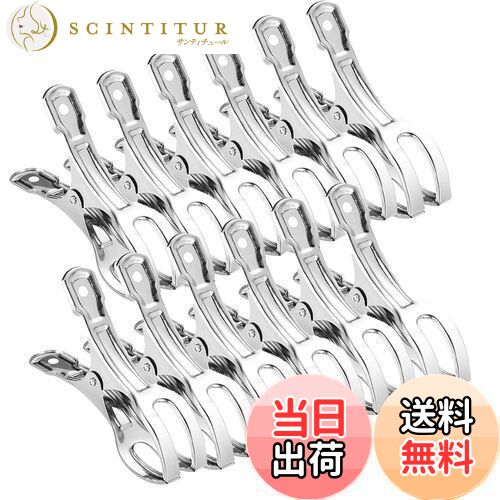 【送料無料】HIRAISM 洗濯ばさみ 洗濯バサミ ステンレス 強力 大口サイズ 防風 布団 竿ばさみ ピンチ 物干し (12個入)