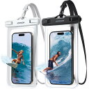 【2枚セット・IPX8完全防水】Joyroom スマホ 防水ケース 2024年最高傑作 携帯防水ケース 高透過率 顔認証 水中撮影 両手解放 ストラップ付き お風呂 海 プール 潜水 温泉 水泳 海水浴 用 iPhone/Android/Xperia/Galaxy/Google 携帯7.0インチ以下全機種対応 ブラック&ブラ