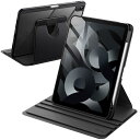 JETech 回転ケース iPad Air 11インチ M3/M2 (2025/2024)、iPad Air 5/4用 (2022/2020、第5/4世代、10.9インチ) Pencilホルダー付き 360°回転保護 スタンドカバー クリアバック 自動ウェイク/スリープ (ブラック)