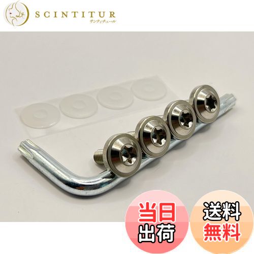 【送料無料】Kuroobaa 車用 ナンバープレートボルト チタン製 ナンバーフレーム 車用ナンバープレートカバー・ホルダー チタン合金製 防犯 盗難防止ネジ M6 4本セット (シルバー)