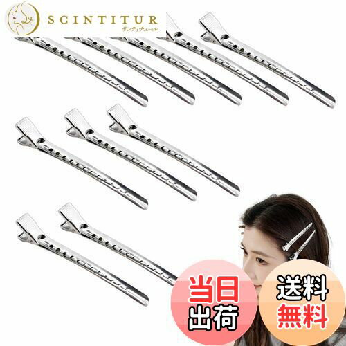 【送料無料】nalaina ダッカール【10本セット】前髪 散髪 髪留め 前髪クリップ クリップ メンズ ヘアクリップ ワニ口クリップ 美容師プロ用 美容業界 ...