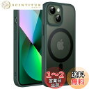 JETech iPhone 13 mini 5.4インチ用 マグネット ケース MagSafeに対応 半透明のマット背面 薄型 耐衝撃 カバー (濃い緑色)