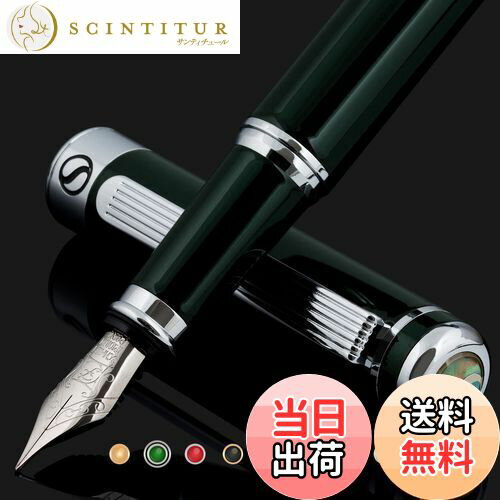 【送料無料】Scriveiner 万年筆 - 非常に濃いブリティッシュ レーシング グリーン、見事な高級ペン、クロム仕上げ、Schmidt製ペン先 (細)、男性...