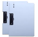 fogman バインダー A4 縦 横 クリップボード 2つ折り ペンホルダー付 2個セット (ライトブルー, 横)