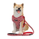 THAIN ハーネス リード 小型犬 胴輪 人気 ハーネス 犬 用 犬リード 犬 ハーネス リードセット 犬 唐草模様 夜間反射 サイズ調節可能(S 唐草模様赤...