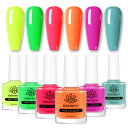 BORN PRETTY マニキュアセット 蛍光カラー ネオンカラー ネイルポリッシュ 春夏ネイル イエロー グリーン レッド 7ml 6色 セルフネイル ハロウ...