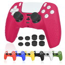 Ltenic ps5 コントローラー カバー シリコン素材 ps5 カバー コントローラー 傷防止 滑り止め 保護ケース-ローズレッド(スティックキャップ 8個...