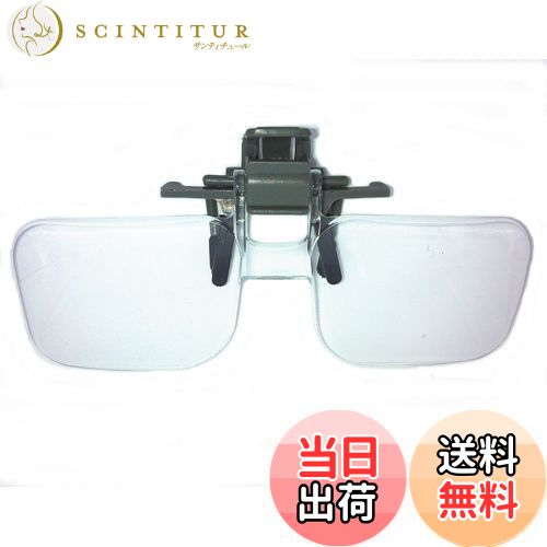 【送料無料】【IDHIA】 クリップ式 ルーペ 跳ね上げ式 めがねルーペ メガネ型 拡大鏡 2倍 ハード眼鏡ケ..