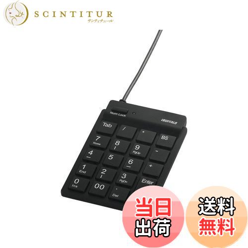 【送料無料】バッファロー BUFFALO 有線スリムテンキーボード ハブ付き ブラック BSTKH08BK
