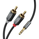 3.5mm to RCA,Cablecreation RCA to 3.5MM Aux ジャックステレオオーディオ変換ケーブルY分配ケーブル ステレオオーディオRCA変換ケーブル スマホン/MP3/スピーカー/タブレット/ホームシアター/HDTV等に対応 5 M/ブラック