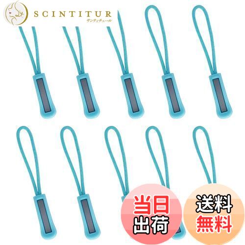 【送料無料】HYCALY ジッパープル 反射材付き ジッパータブ ファスナープル 滑り防止デザイン ファスナー チャック 楽々 開閉 取り付け簡単 つかみやすい ノンスリップ ジッパータブ プルコード 10本セット【ブルー】