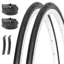 MOHEGIA 2本セット ロードバイク 自転車タイヤ: 700x25C 組み合わせセット - 折りたたみ交換用タイヤ、チューブ、タイヤレバー - 通勤 通学 サイクリング