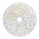 PH PandaHall ガラスビーズ パール 小さな 光沢 穴なし ラウンド 丸玉 手芸材料 DIY用 ジュエリー用 UVレジン 封入 3mm 4mm 5mm 6mm 8mm 10mm ハンドメイド 材料 手作り 素材 小分けケース付き 約804個