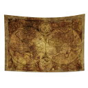 Qinunipoto タペストリー 世界 地図 レトロ 東 西半球 コンパス レトロ ヴィンテージ 装飾布 大判 100x70cm インテリア ヨーロッパ風 多...