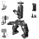 NEEWER スーパークランプ 3"デュアルボールヘッドマジックアーム コールドシュー 1/4" 3/8"ネジ デスク三脚 チューブクロスバー ジンバルロッド用 スマホ/アクションカメラマウントアダプター SmallRig GoPro DJI に対応 ST83