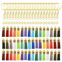 150個 DIYキーホルダーセット, BetterJonny 50個キーホルダータッセル50個ジャンプリング 50個 二重リング キーホルダー手作りキーリングキ...