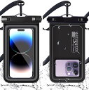 【2025新登場 完全防水】スマホ 防水 ケース 水に浮く IP68認証 クリア 顔認証 撮影 通話 画面操作 衝突防止/落下防止スポンジ保護ケース Phone 15/14 /13 Pro Max 12 11 XR SE Android 6.9インチ以下対応 海 温泉 風呂 プール 雨 潜水 スマホ用 防 水バック-1枚セット
