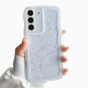QLTYPRI Galaxy S22 ケース クリア TPU カバー ウェーブ おしゃれ 韓国 可愛い ウェーブ グリッター 透明 薄型 軽量 耐衝撃 滑り止め (SC-51C / SCG13) スマホケース ワイヤレス充電対応 ストラップホール付き ギャラクシーS22 ケース 6.1インチ 対応 - クリア