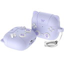 For AirPods 4 ケース カバー Mosasa AirPods 第4世代 シリコン保護ケース カラビナ付き 猫 かわいい おしゃれ 充電便利 全面保護 紛失防止 滑り止め 軽量 キズ防止 スリム 薄型 旅行 耐衝撃 防塵-パープル