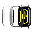 Mosasa Redmi Watch 5 Active 用 ケース フィルム+PCフレーム 一体型 防水防塵 保護ケース 全面保護 装着簡単 高透過率 指紋防止 強化ガラス 保護フィルム フェイスカバーセット(クリア+ブラック)