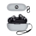 For Beats Solo Buds 用 ケース カバー 【NOUKAJU】 ワイヤレス イヤーホン シリコン 保護ケース (ストラップ付き+カラビナ付き) 落下防止 キズ防止 耐衝撃 装着充電可能 防水 防塵 (グレー)