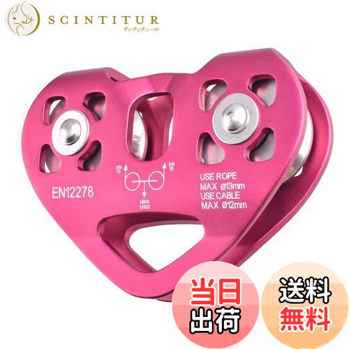 【送料無料】TRIWONDER クライミング プーリー 滑車 マイクロプーリー 登山 運搬 輸送 ツリークライミング Climbing Pulley (ダブルプーリー - レッド)