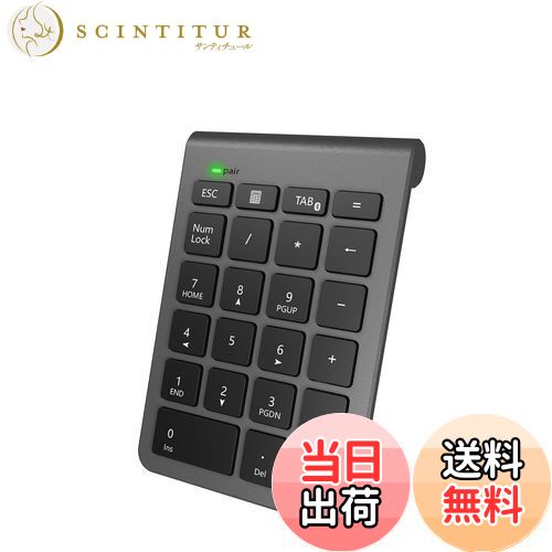 【送料無料】Bluetooth テンキーボード Alcey ワイヤレス テンキーパッド 無線 数字キーボード 22キー ブルートゥース数値キーボード 小型 持ち運び便利 コンパクト 多機能ナンバーパッド PC/Laptop/ノートブックなどに対応 （スペースグレイ）