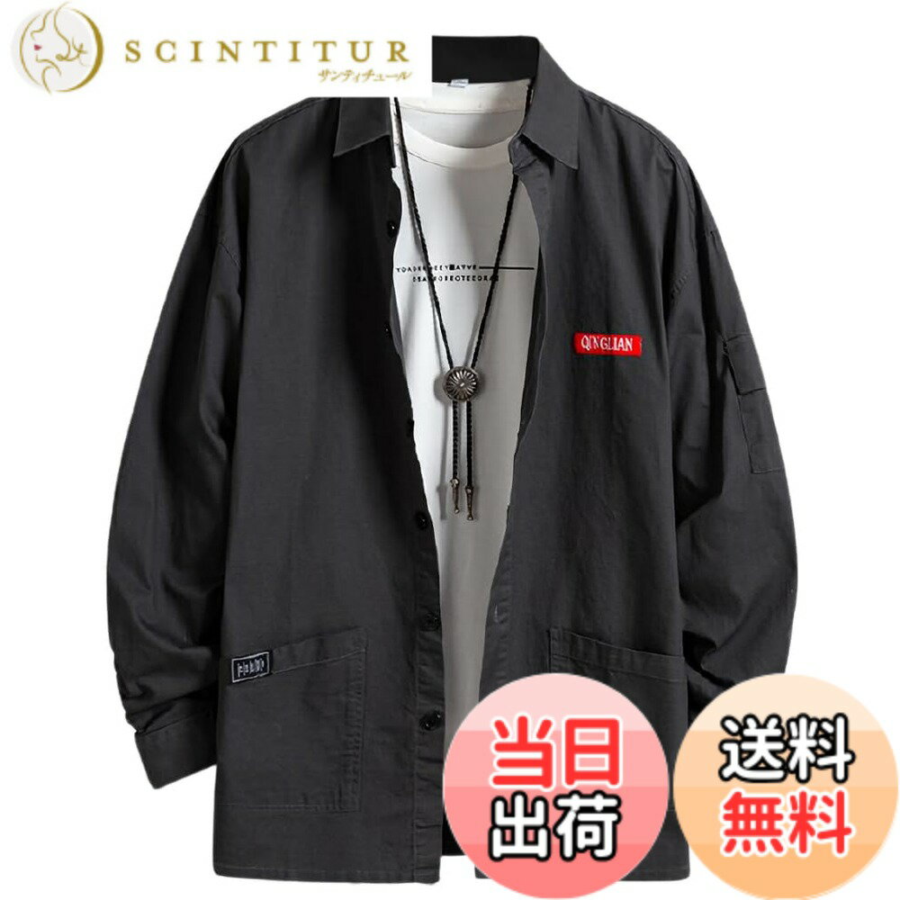 【送料無料】[aspersio] [アスペルシオ] 長袖 ワークシャツ 襟付き お洒落 トップス メンズ 色：スレートグレー、サイズ：L