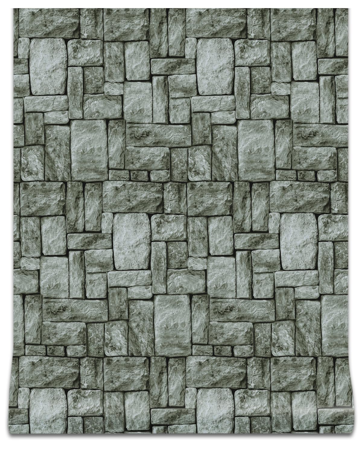 【送料無料】FOLU 壁紙シール レンガ調 つや消し 色：S13-ブロックレンガ-グレー、サイズ：幅40 cm x ..