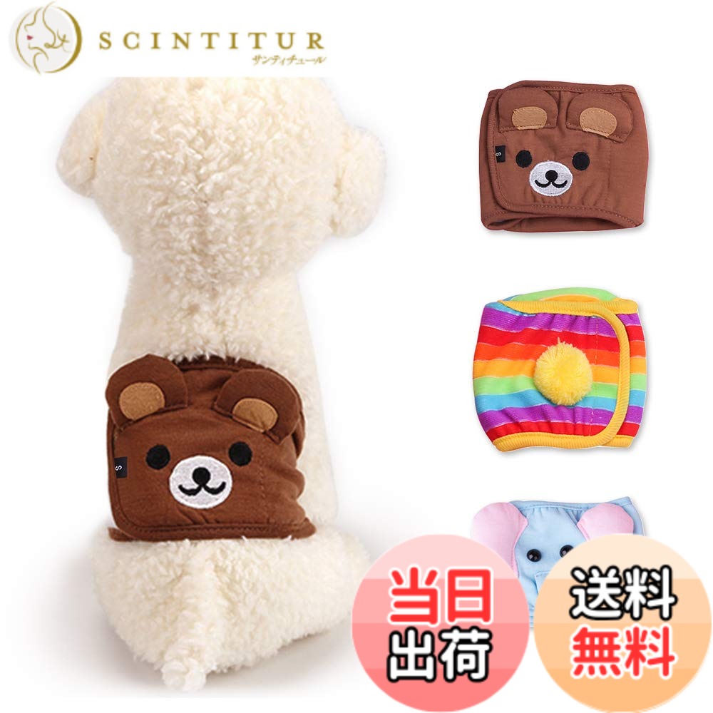 【送料無料】犬用 マナーベルト 生理パンツ 犬用 ドッグウェア マーキング対策 尿もれ オシッコ対策 ずれない 洗濯OK 室内 調節可能 室内 おでかけ ドライブ 雌 雄犬用(3PCS) 色：虹、サイズ：S