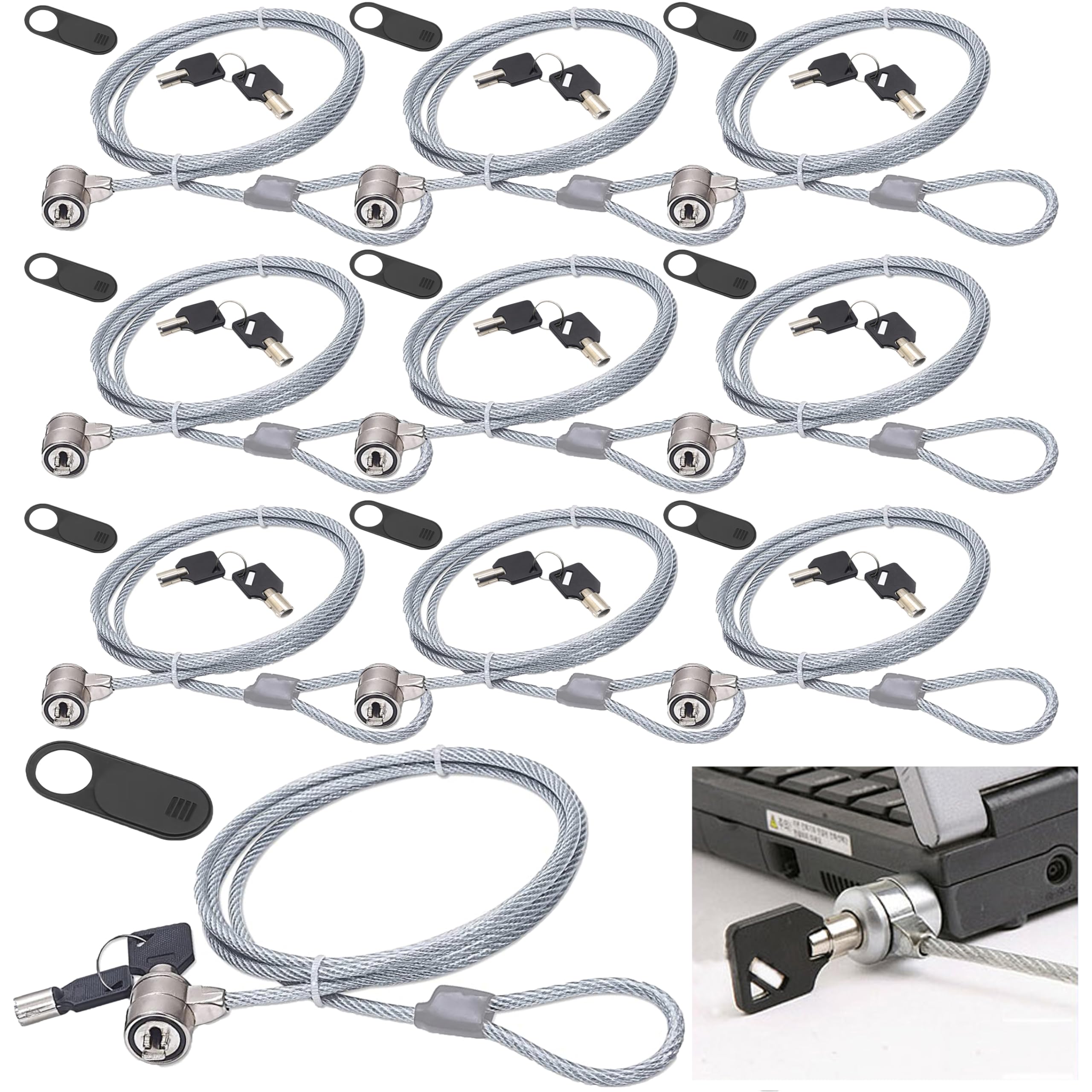 【送料無料】akindou パソコン用 ワイヤーロック セキュリティワイヤー 1.2m スペアキー  ...