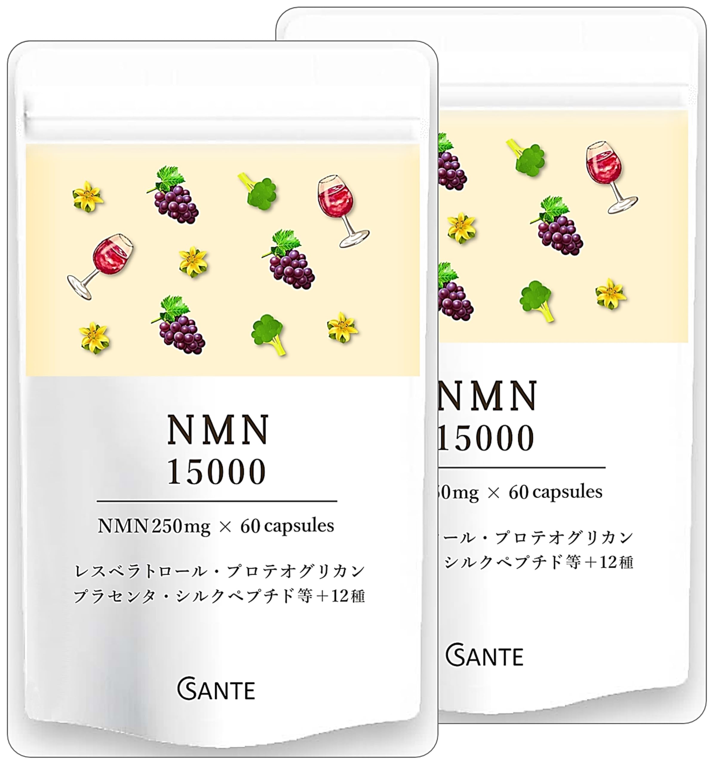 【送料無料】日本サンテ NMN 15000（1粒250mg）日本製 純度100 美容成分10種 β型 耐酸性 GMP チタン不..