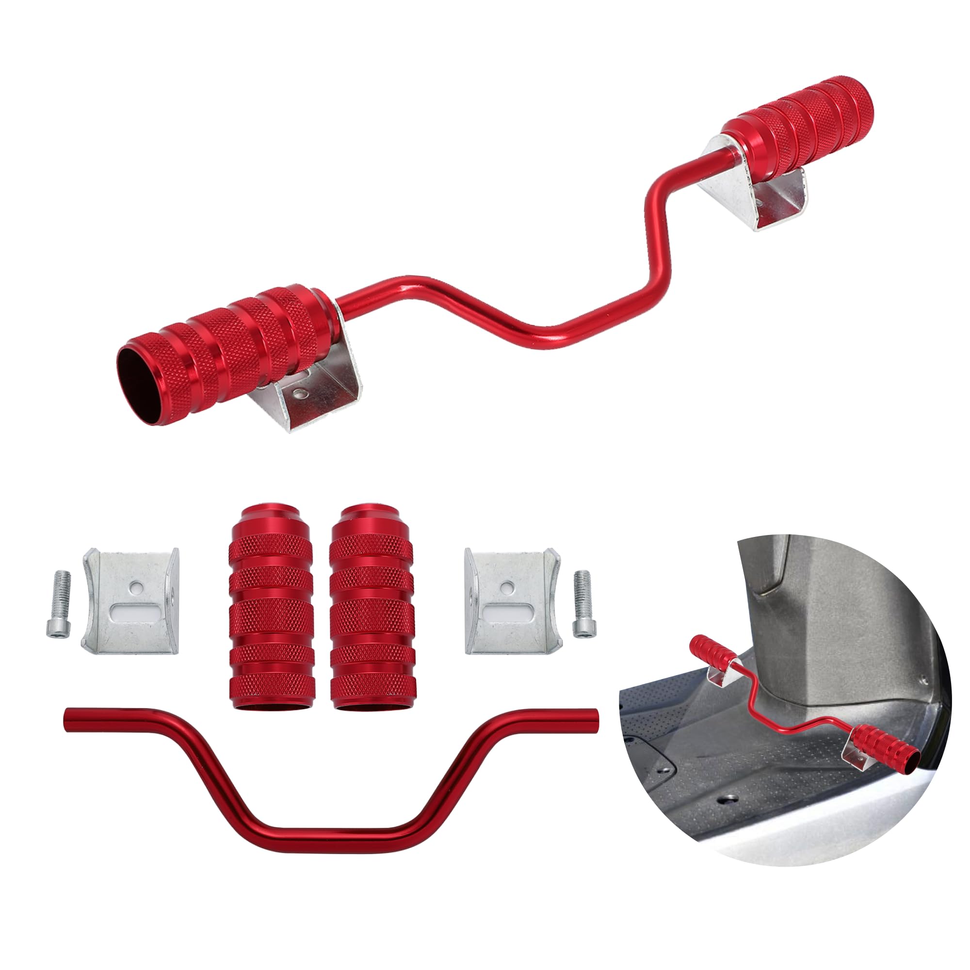 【送料無料】アルミ ステップバー スクーター ズーマー X アドレス V100 V125 DIO JOG ジャイロ キャノピー アクシス トゥデイ ZZ フットステップ フットペグ 汎用 社外品 色：レッド