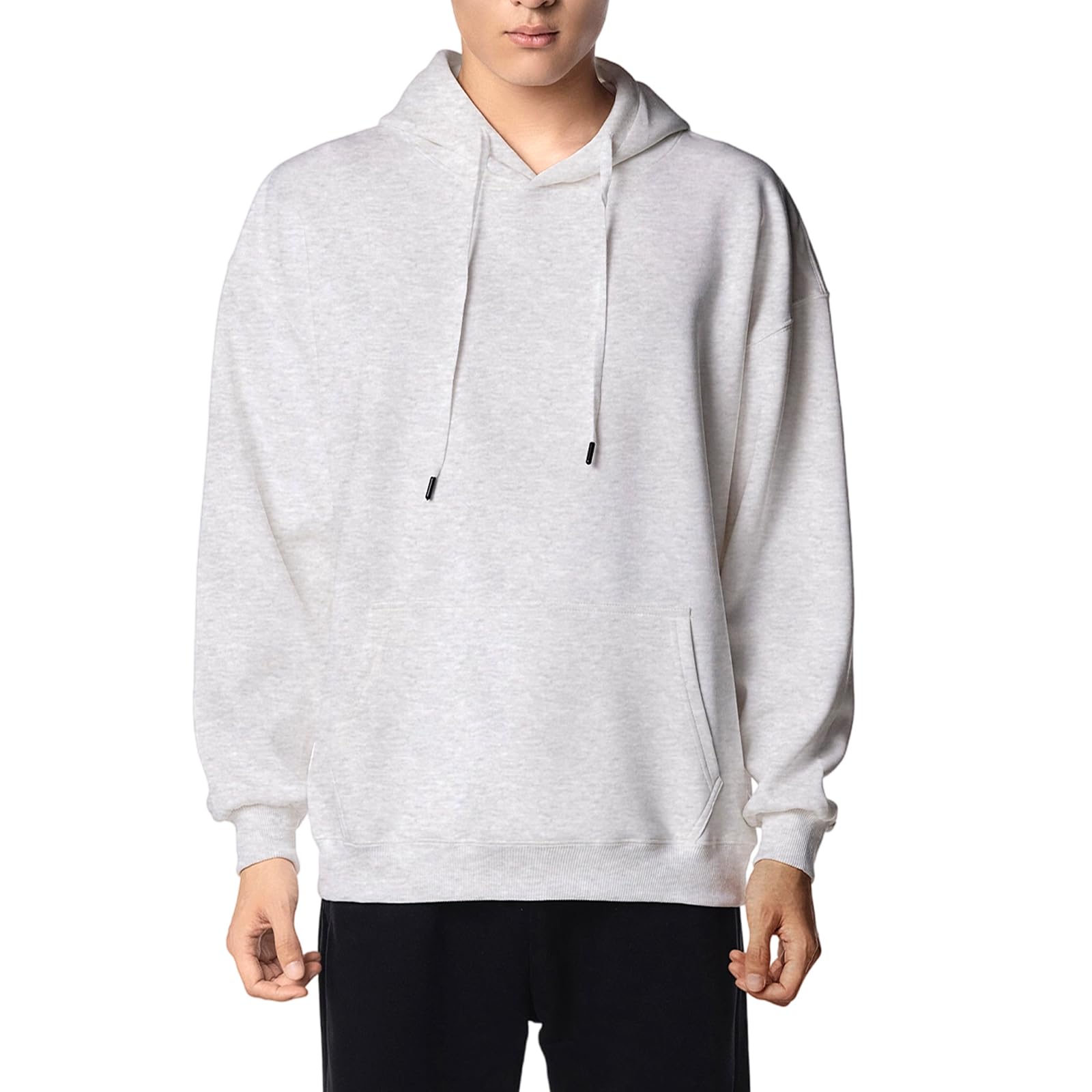 【送料無料】[Cailin Kailun] メンズ スウェットシャツ 長袖 無地 フード付き ゆったり 大きいサイズ 通勤通学 男女兼用 春秋冬服 色：花灰色、サイズ：S