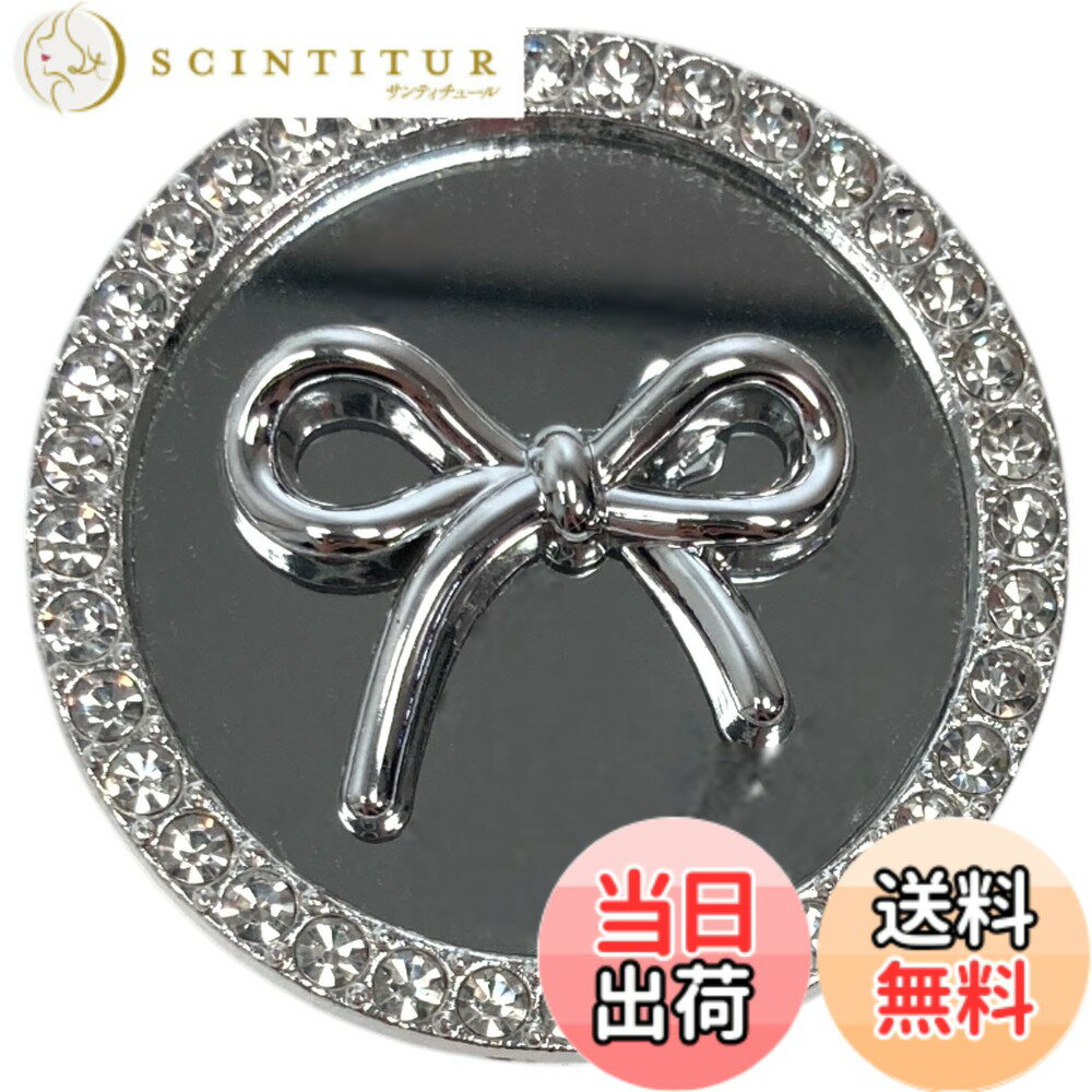 【送料無料】ラインストーン ミラー リボン MagSafe対応式 粘着式 マグネット 両面テープ 折りたたみスマホグリップ ソケッツ バンカーリング スマホリング スタンド グリップトック 落下防止 携帯リング グリップ かわいい 韓国 色：ミニサークル・シルバー・両面テープ