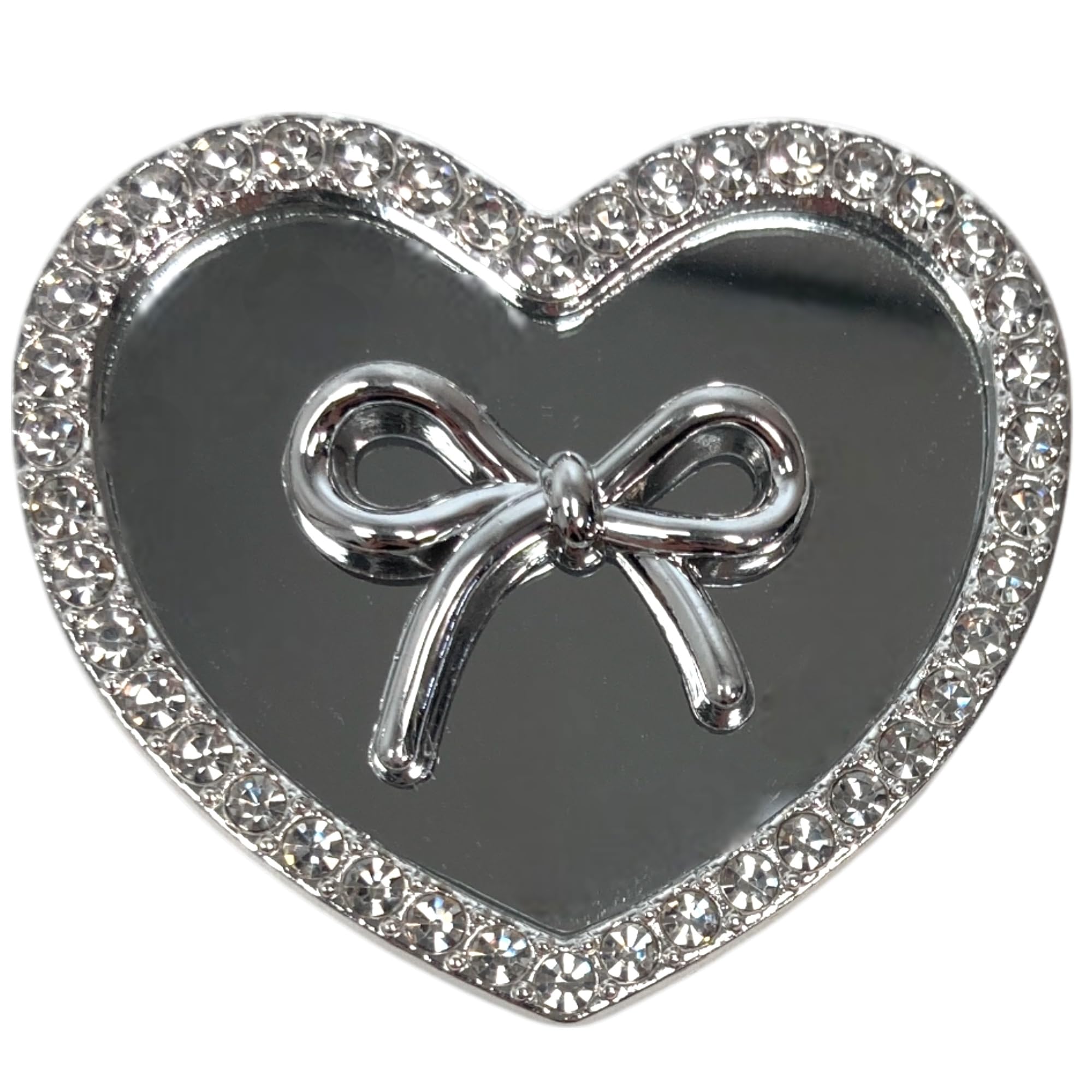 【送料無料】ラインストーン ミラー リボン MagSafe対応式 粘着式 マグネット 両面テープ 折りたたみスマホグリップ ソケッツ バンカーリング スマホリング スタンド グリップトック 落下防止 携帯リング グリップ かわいい 韓国 色：ミニハート・シルバー・両面テープ