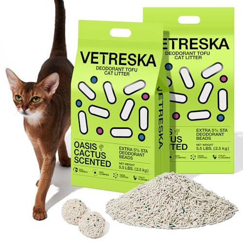 【送料無料】VETRESKA おから猫砂 固まる トイレ流せる 脱臭 抗菌 超吸収性 0.3秒凝固 天然素材 低粉塵..