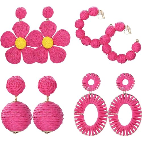 【送料無料】Jstyle イヤリング レディース 人気 手作り イヤリング セット クリップ イヤリング ビッグ ダングル カラフル ステートメント フープ イヤリング 編まれた イヤリング ドロップ イヤリング 女性