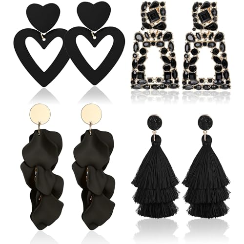 【送料無料】Jstyle イヤリング レディース 人気 4ペア ホットピンク ラインストーン 幾何学 ステート..