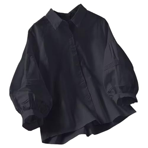 【送料無料】[Vincent house] シャツ レディース パフスリーブ トップス ブラウス 大きいサイズ ゆったり 長袖 可愛い 無地 通勤 前開き 春 秋