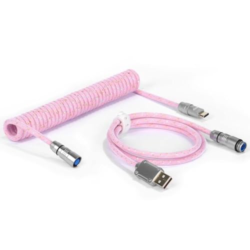 【送料無料】MAMBASNAKE C05 キーボードケーブル コイルケーブル メタル航空コネクタ 二重織り製法 CNC..