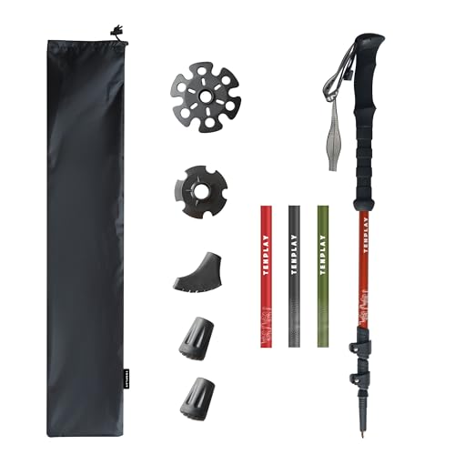 【送料無料】Tenplay トレッキングポール 登山用ストック ステッキ A7075アルミ製 軽量220g 収納バッグ付き コンパクト 各種付属品付き 長さ調整可能 95-135cm伸縮可能 ウォーキング アウトドア ハイキング 遠足 1本/2本セット 男性 女性 高齢者