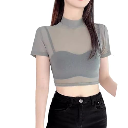 【送料無料】[KOEKOI] Tシャツ へそ出しレディース カットソー 半袖 ショート丈 tシャツ シアー トップ..